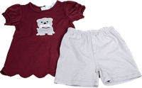 Ishtex Toddler 2 Piece Short Set with Applique Bulldog