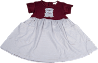 Ishtex Toddler Striped Dress with Applique Bulldog & Pockets