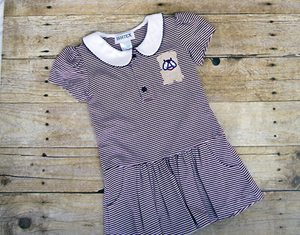 Ishtex Toddler Striped Bulldog Applique Dress