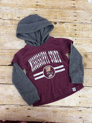 Colosseum Toddler Mississippi State Walking Bully Henley Hooded Long Sleev Tee