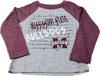Colosseum Toddler Banner M Mississippi State Bulldogs with Bricks Raglan Tee
