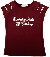 Third Street Mississippi State Bulldogs Script Short Ruffle Sleeve Tee