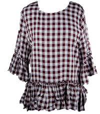 Emerson Street Finley Buffalo Plaid 3/4 Sleeve Top