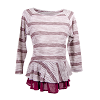 Doe & Rae Striped 3/4 Sleeve Peplum Top