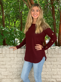 Be Stage Waffle Knit Top with Buttons Details