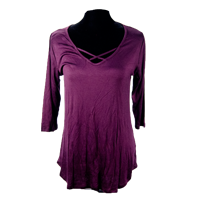 Criss Cross Neckline 3/4 Sleeve Top