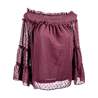 Entro Off the Shoulder Bell Sleeve Dotted Swiss Top
