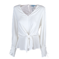 She & Sky Front Tie Blouse with Lace Up Sleeves