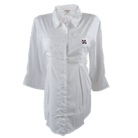 UG Apparel 3/4 Sleeve Pleated Button Down Top