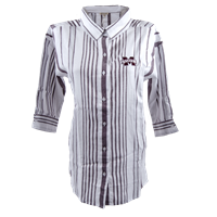 Women's Buttondown 3Qs Stripe M-State Front