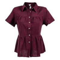 Women's Solid Woven Buttondown with Collar