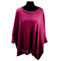 Waffle Design Ruffle Long Sleeve Top