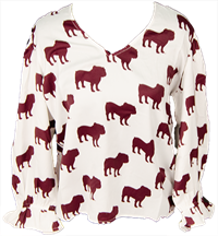 Stewart Simmons Live Dog All Over Long Sleeve V-Neck Top