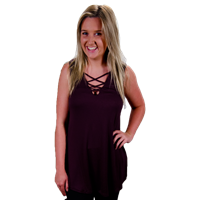 Bamboa Maroon Criss-Cross Sleeveless Tank