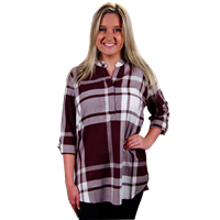 Ug Maroon Plaid Half Button Tunic