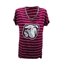 Striped Beaded V-Neck Top