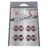 Fan-A-Peel 4 Pack Metallic Banner M Game Faces Waterless Tattoos