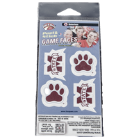 Fan-A-Peel 4 Pack Banner M & Paw Game Faces Waterless Tattoos