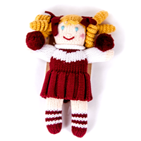 Zubels Hand Knit Eco-Friendly 7" Cheerleader with Rattle - Ages 0+