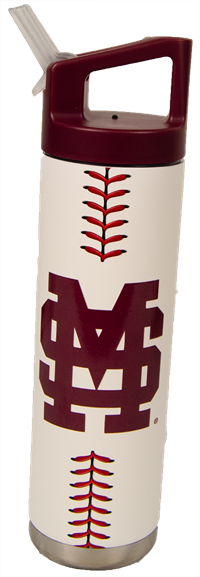 22 oz Baseball Stitches M over S Water Bottle with Straw Lid