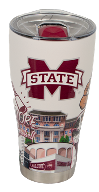 Gametime Sidekicks 30 oz Banner M with Campus Icons All Over Tumbler with Lid