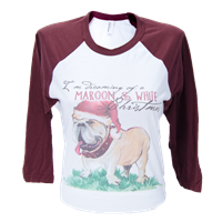 Watercolor Bulldog Dreaming Of A Xmas Morning 3 Quarter Sleeve Tee