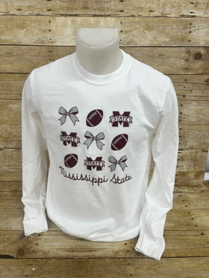 Summit Banner M Bows and Footballs Long Sleeve Tee
