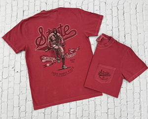 B-Unlimited State Script Playing Hardball Short Sleeve Tee with Front Pocket