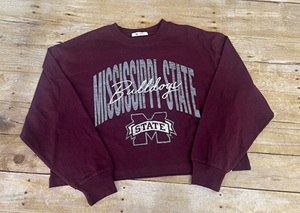 47 Brand Mississippi State Bulldogs Cropped Long Sleeve Tee