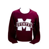 Russell Banner M Large White in Maroon Out Long Sleeve Tee