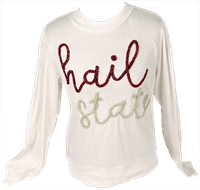 Stewart Simmons Hail State Script Glitter Pipe Lettering Long Sleeve Tee