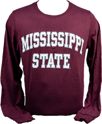 Russell Mississippi State White with Grey Outline Arch Tee