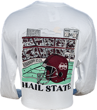 Comfort Colors Hail State Football Stadium & Helmet Long Sleeve Tee