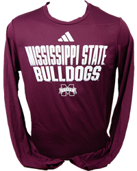 2023 Adidas Pregame Mississippi State Bulldogs Banner M Long Sleeve Tee