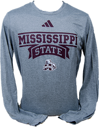 2023 Adidas Pregame Mississippi State Wordmark Bulldog w/ Banner M Long Sleeve Tee