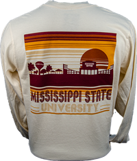 Comfort Colors Mississippi State University with Skyline Sunset on Back Tee