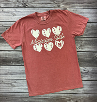 Mississippi State Baseball Hearts Short Sleeve Tee