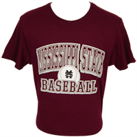 Russell Mississippi State Arch M over S Baseball Short Sleeve Tee