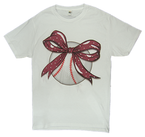 Baseball Bow with Rhinestones Short Sleeve Tee