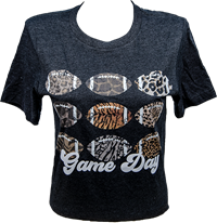 Bella Canvas Game Day with Animal Print Footballs Tee