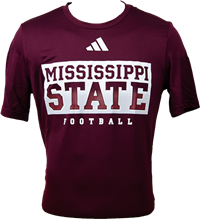 2023 Adidas Pregame Block Mississippi State Football Short Sleeve Tee