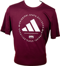 2023 Adidas Pregame Circle Logo Mississippi State Banner M Short Sleeve Tee
