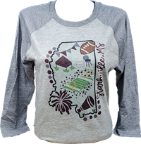 LuckyBird Starkville MS Game Day 3QS Raglan Tee