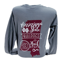 Comfort Colors Hail State Ms Shape Long Sleeve Tee