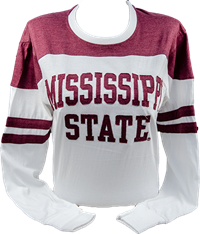 Pressbox Mississippi State with Maroon Shoulders Tee