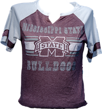 Colosseum Mississippi State Bulldogs with Banner M V-Neck Raglan Tee