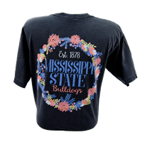 Comfort Colors Wreath Script Bulldogs On Back V-Neck Short Sleeve Tee