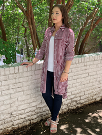 Women's Shirtdress Buttondown Thin Vertical Stripes