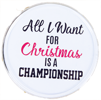Royal Standard "All I want for Christmas is a championship" Bulldog with Santa Hat and Boots Coaster