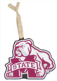 Home Malone Acrylic Bulldog and Banner M Ornament